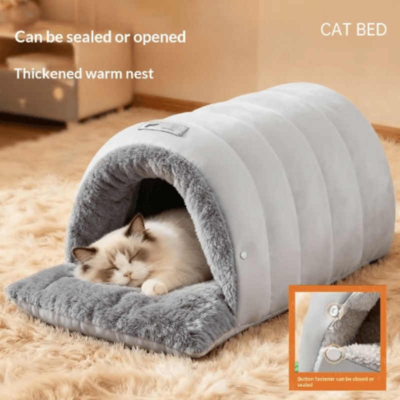CozyShield Cat Cave Bed SemiEnclosed Warm AntiAnxiety Cat House 5