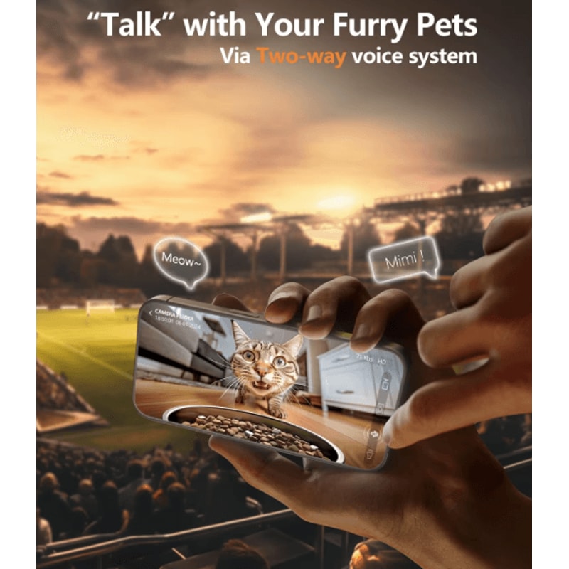 Automatic Cat Feeder Camera Pet Smart Cat Food Kibble Dispenser 24G5GWiFi Tuya APP Control Auto Fee 7