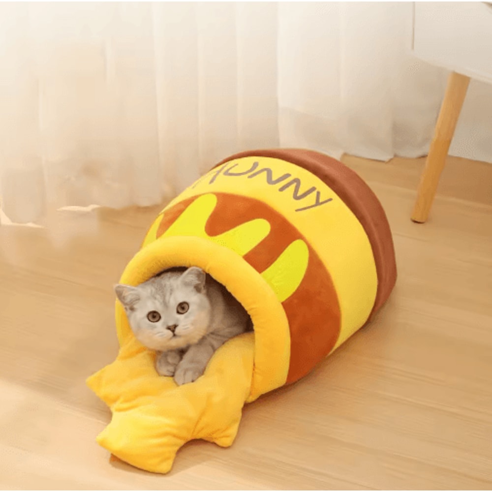 Honey Pot Cat Nest Bed SemiEnclosed Warm Pet Bed For Autumn Winter 2