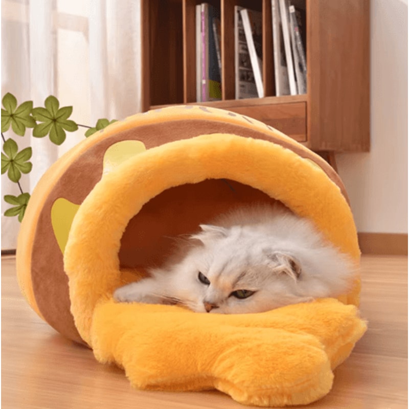 Honey Pot Cat Nest Bed SemiEnclosed Warm Pet Bed For Autumn Winter 0