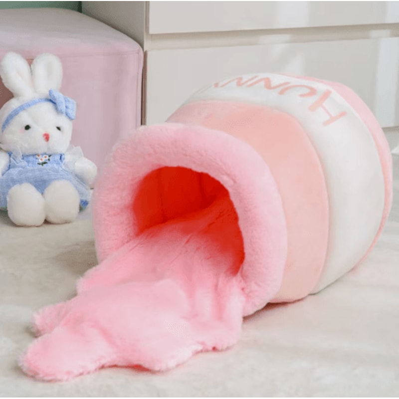 Honey Pot Cat Nest Bed SemiEnclosed Warm Pet Bed For Autumn Winter 5