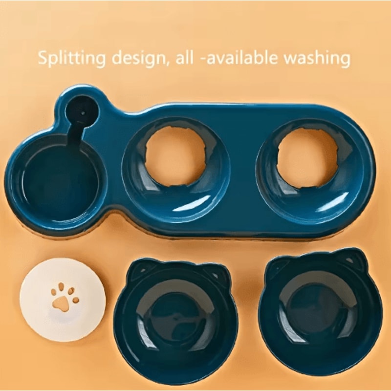 ErgoFeed 3 In 1 Pet Bowl Tilted Cat Bowl Set With Gravity Water Feeder 5