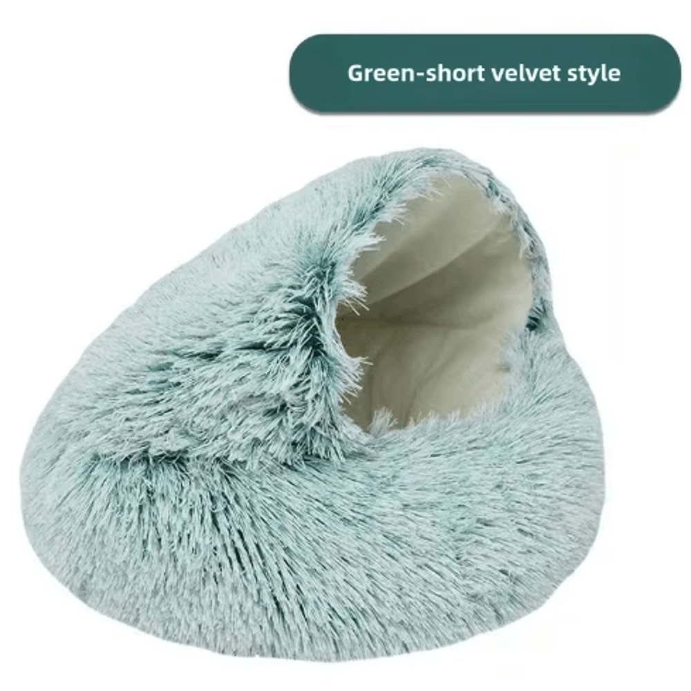 CozyShell Plush Pet Bed SemiEnclosed Warm Cat Nest For Winter Comfort 2