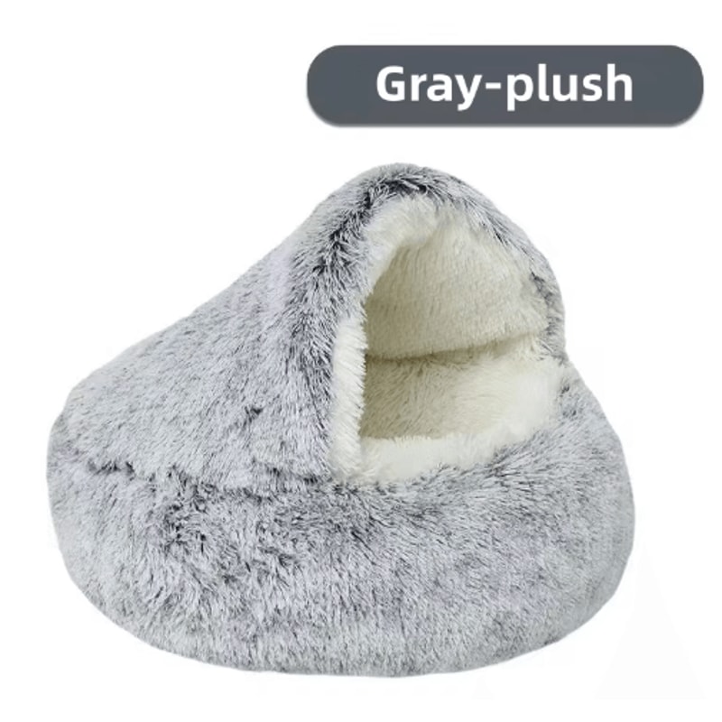 CozyShell Plush Pet Bed SemiEnclosed Warm Cat Nest For Winter Comfort 8