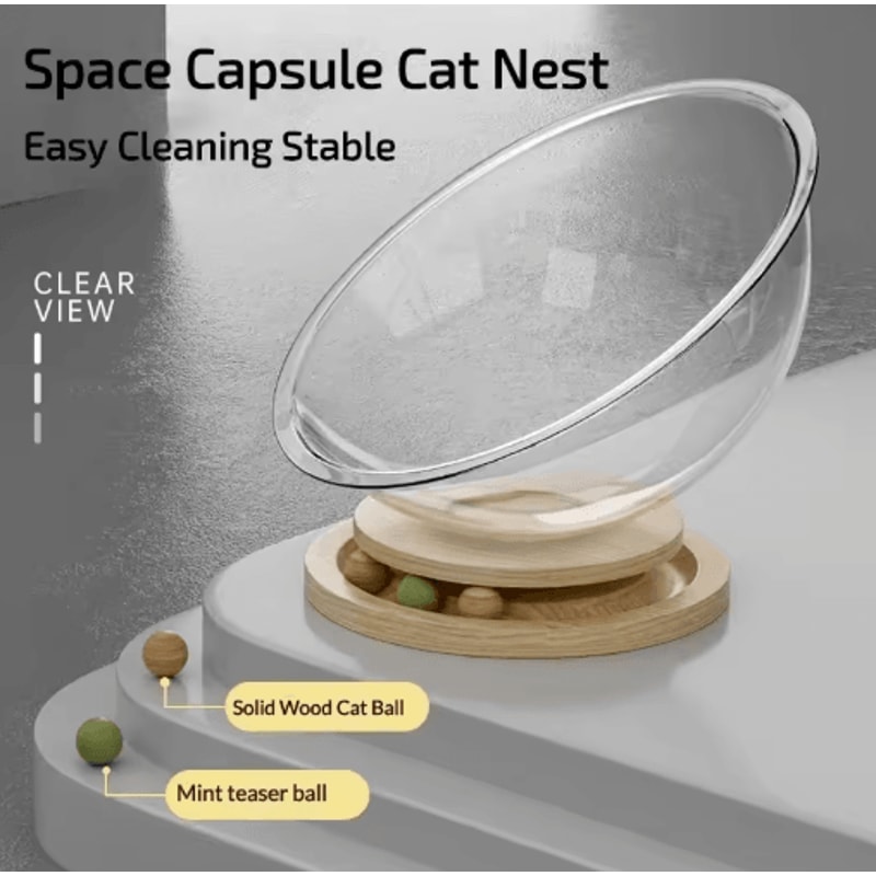 Clear Capsule Cat Bed Hammock Removable AllSeason Cozy Nest 4