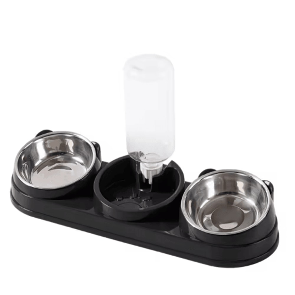 3in1 Triple Cat Bowl 15 Tilted Food Water Feeding Station 4