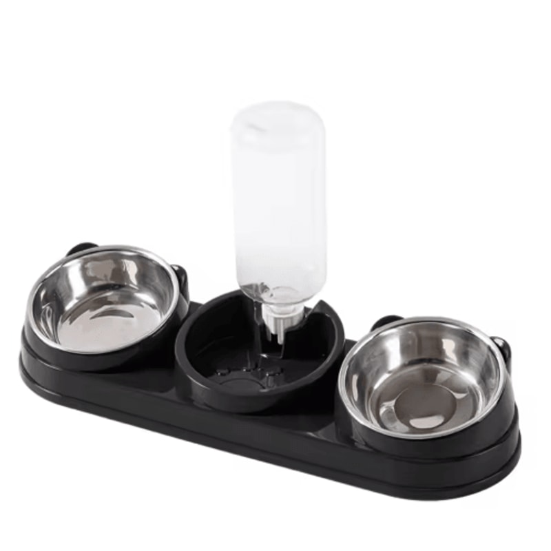 3in1 Triple Cat Bowl 15 Tilted Food Water Feeding Station 4