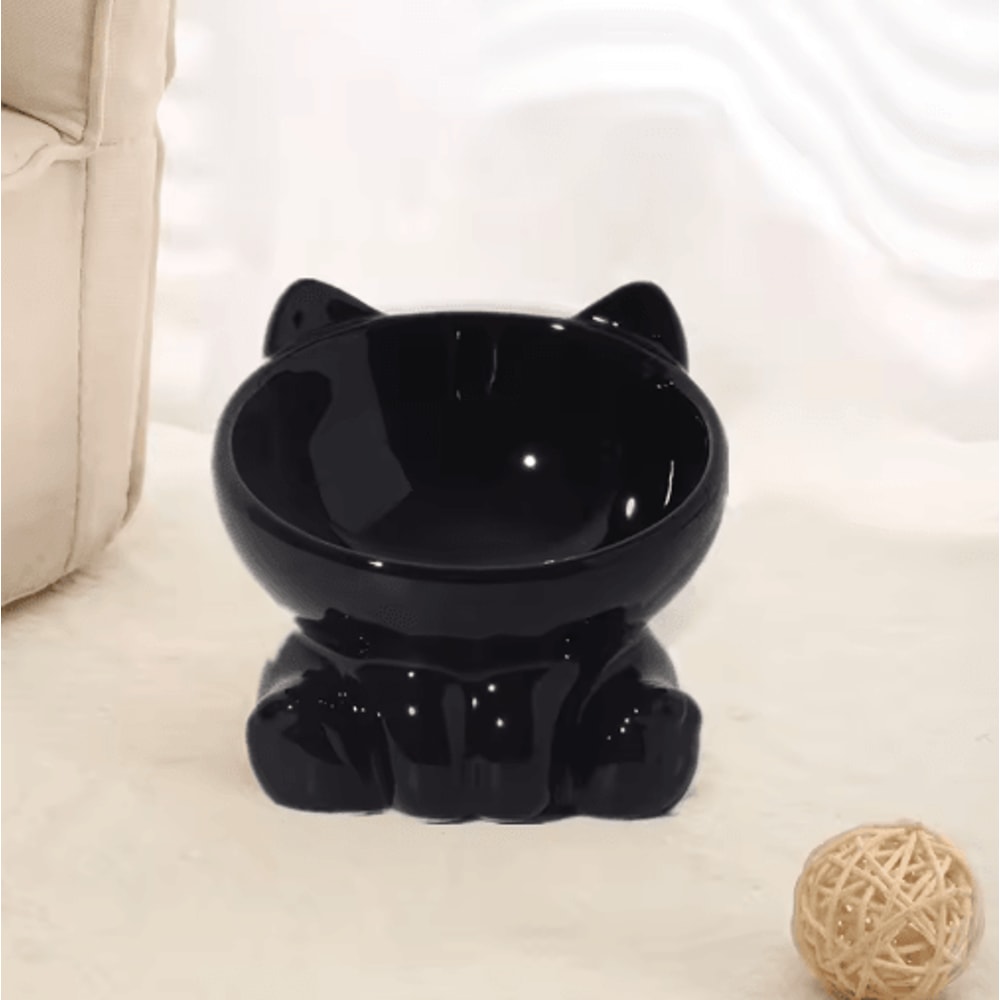 Elevated Tilted Ceramic Cat Bowl Cute Ergonomic Food Water Dish 4