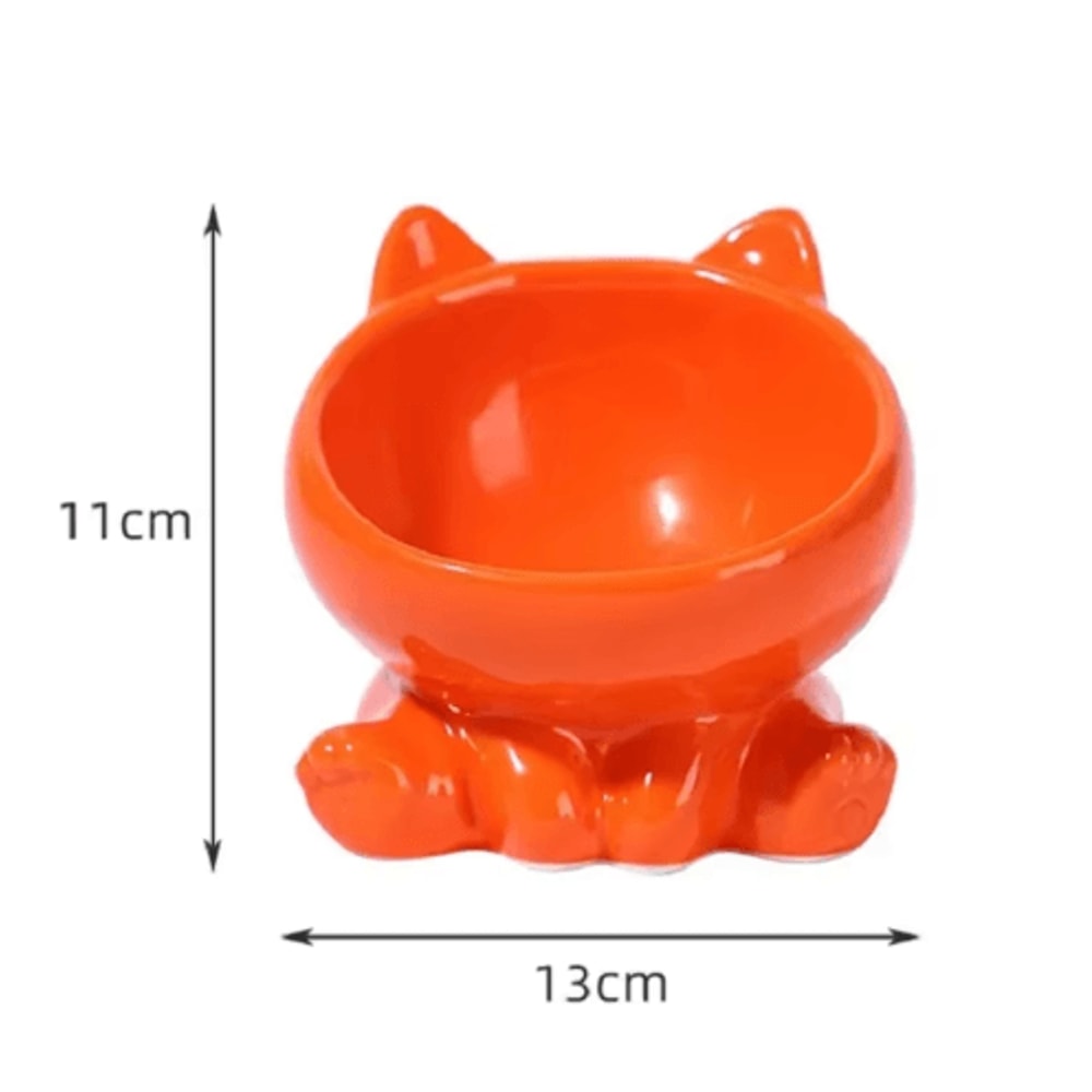 Elevated Tilted Ceramic Cat Bowl Cute Ergonomic Food Water Dish 5