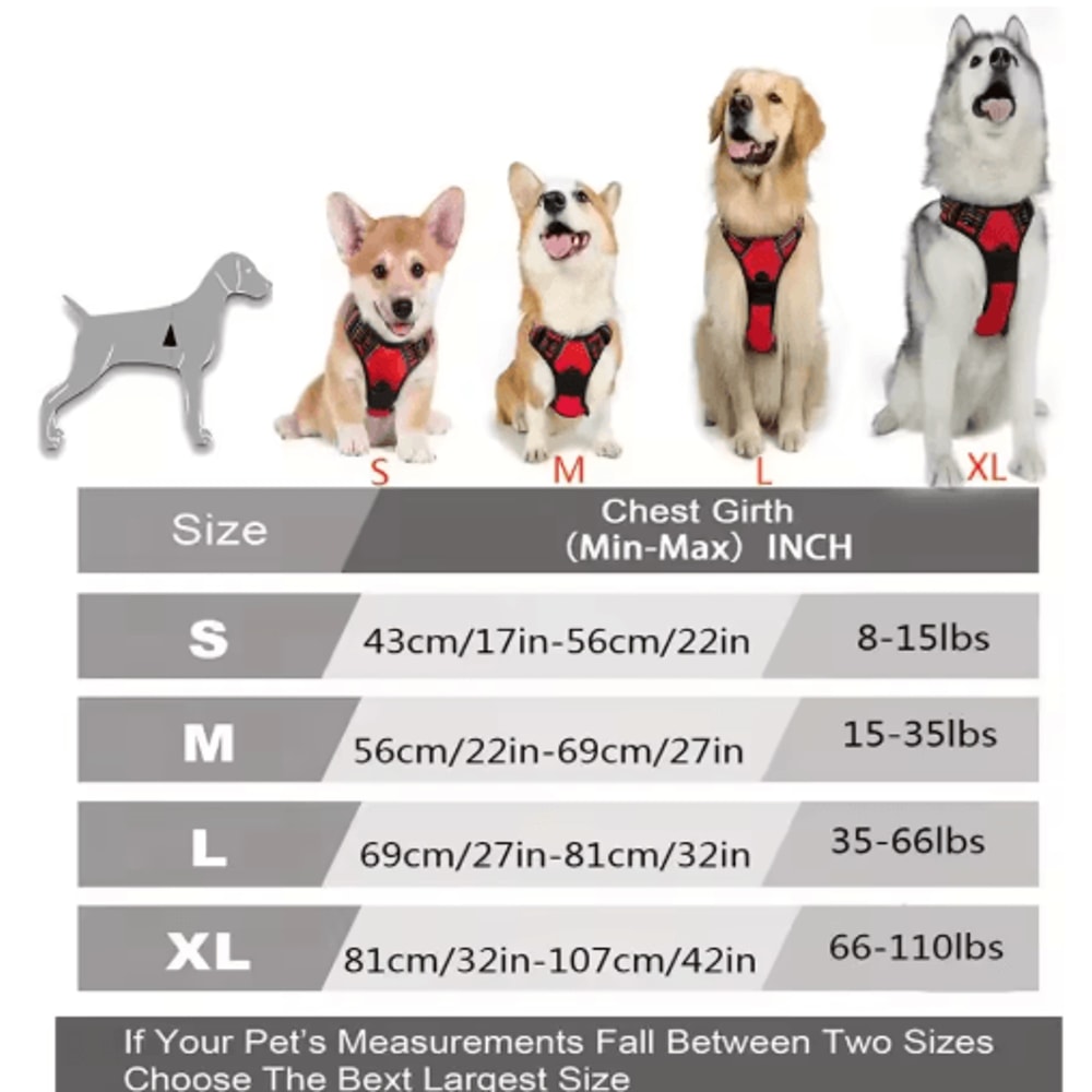 No Pull Front Clip Dog Harness Heavy Duty Reflective Control Vest 5