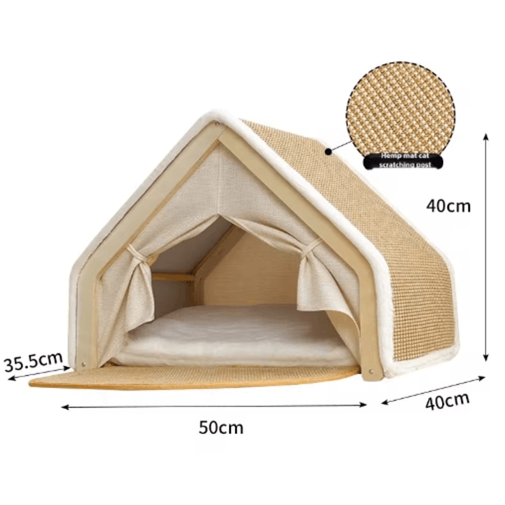 Warm Winter Cat House With Sisal Scratcher SemiEnclosed Cozy Nest 0
