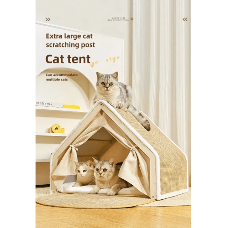 Warm Winter Cat House With Sisal Scratcher SemiEnclosed Cozy Nest 6