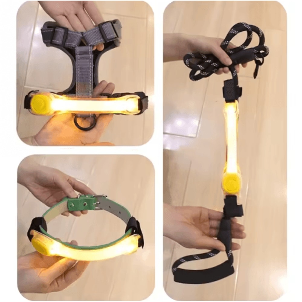 LED Glow Dog Collar Harness Waterproof Reflective Night Safety Gear 6