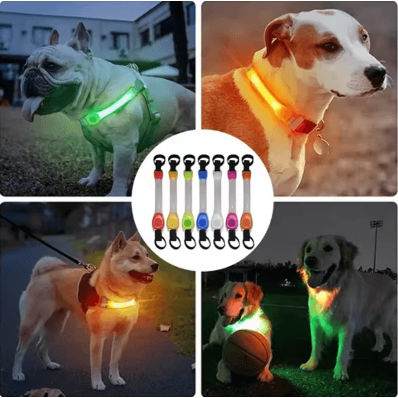 LED Glow Dog Collar Harness Waterproof Reflective Night Safety Gear 7
