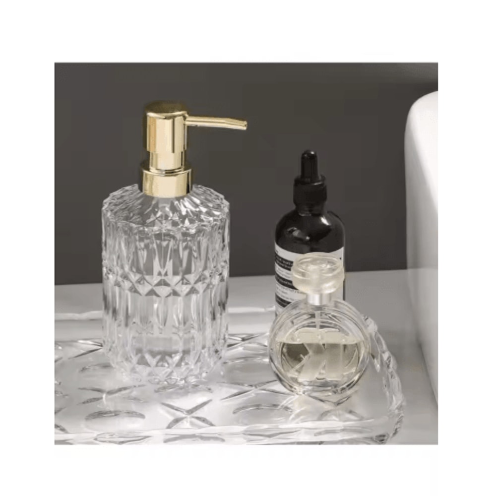 Refillable Glass Soap Dispenser Elegant Bathroom Liquid Soap Pump Bottle 1