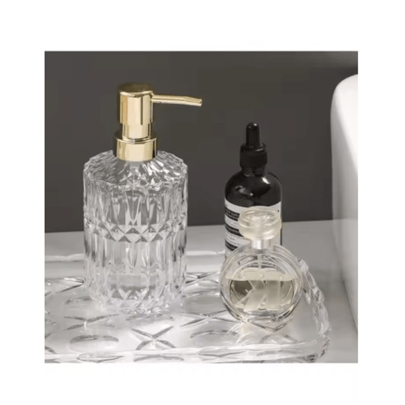 Refillable Glass Soap Dispenser Elegant Bathroom Liquid Soap Pump Bottle 1
