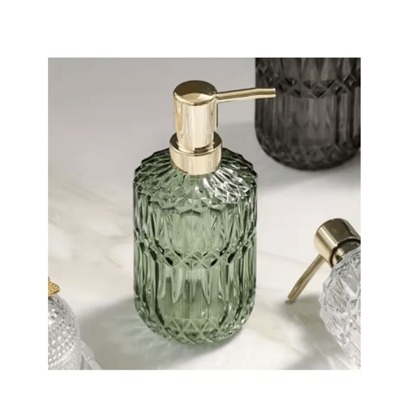 Refillable Glass Soap Dispenser Elegant Bathroom Liquid Soap Pump Bottle 2