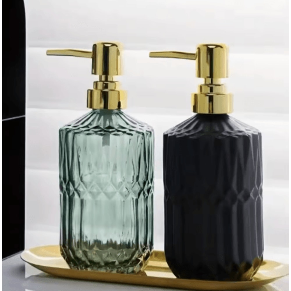 Refillable Glass Soap Dispenser Elegant Bathroom Liquid Soap Pump Bottle 5