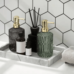 refillable glass soap dispenser – elegant bathroom liquid soap pump bottle