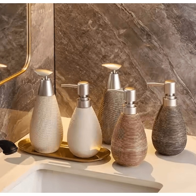 Retro Ceramic Soap Dispenser Stylish Pump Bottle For Bathroom Kitchen 9