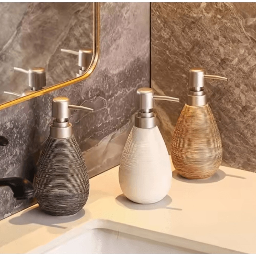 Retro Ceramic Soap Dispenser Stylish Pump Bottle For Bathroom Kitchen 7