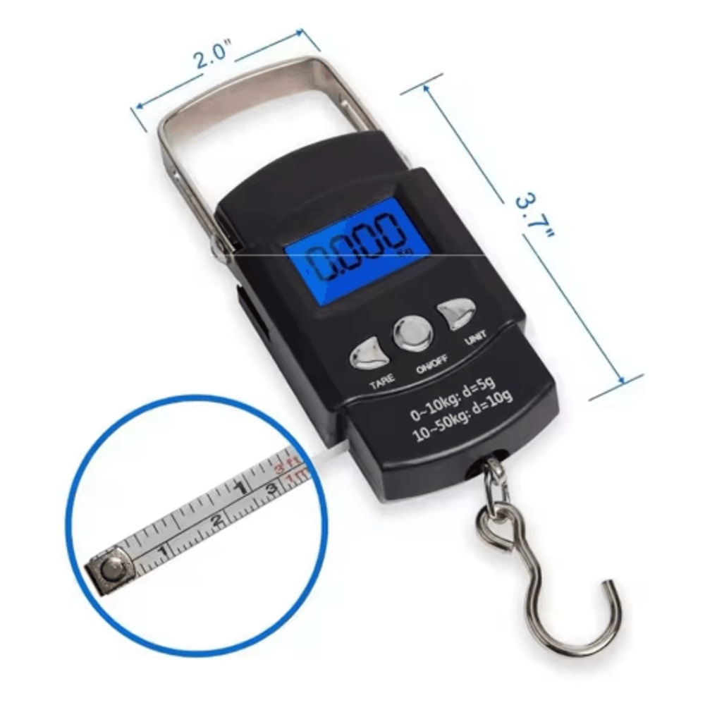 Digital Hanging Scale With Tape Measure 50kg Portable Luggage Fishing Scale 1