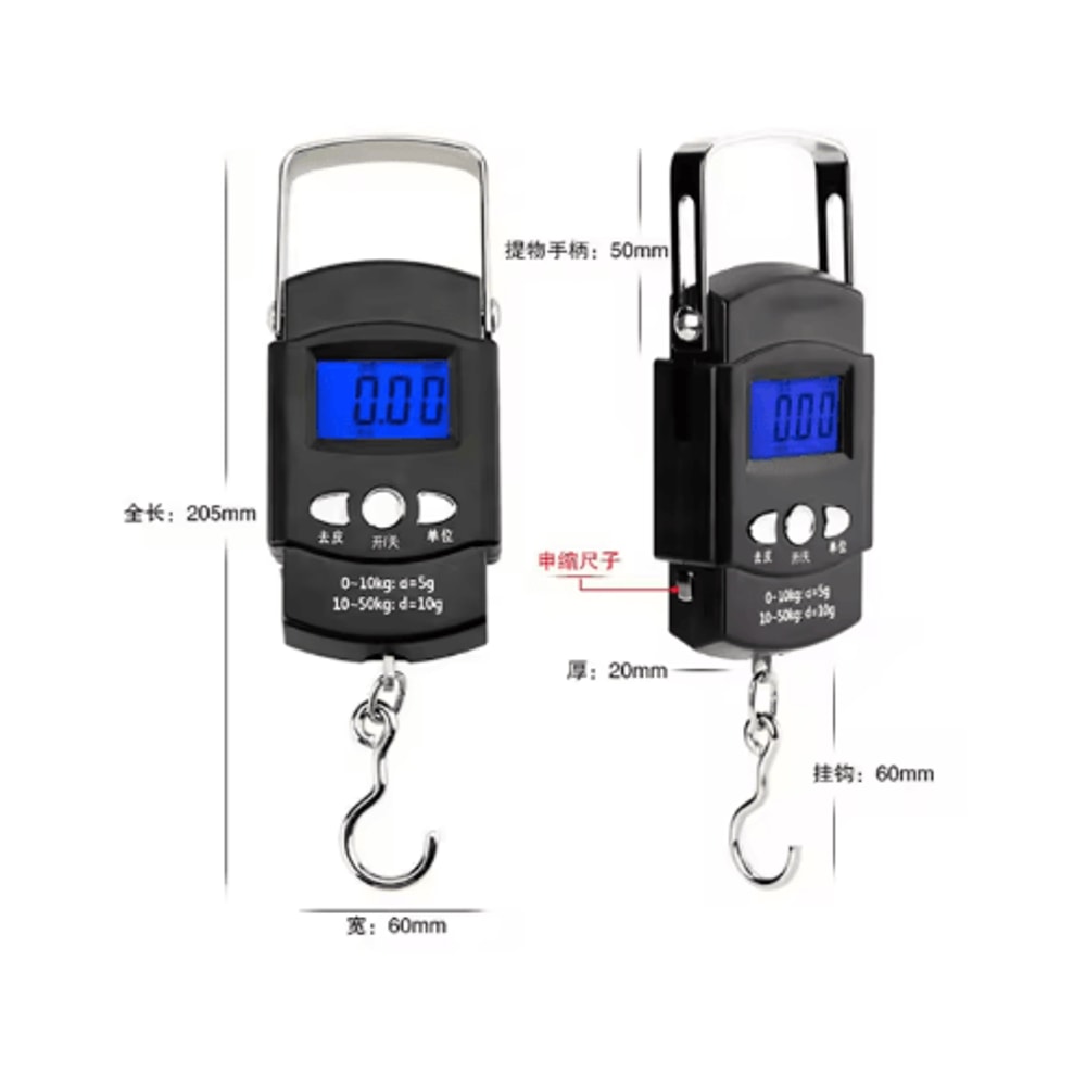 Digital Hanging Scale With Tape Measure 50kg Portable Luggage Fishing Scale 3
