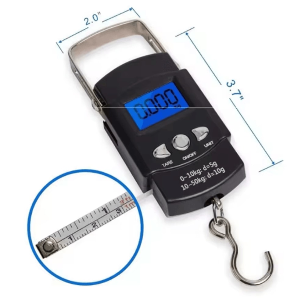Digital Hanging Scale With Tape Measure 50kg Portable Luggage Fishing Scale 4