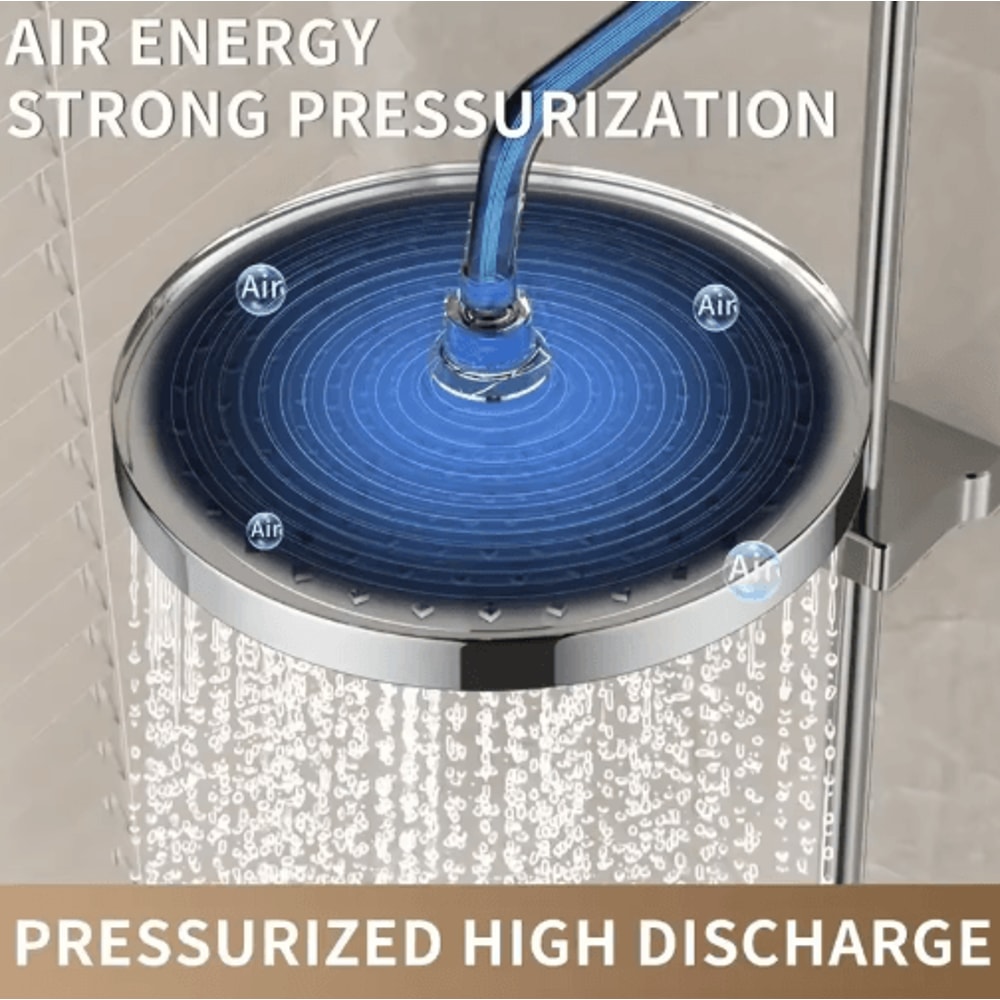 25cm High Pressure Rainfall Shower Head Large Flow Pressurized Bathroom Upgrade 6