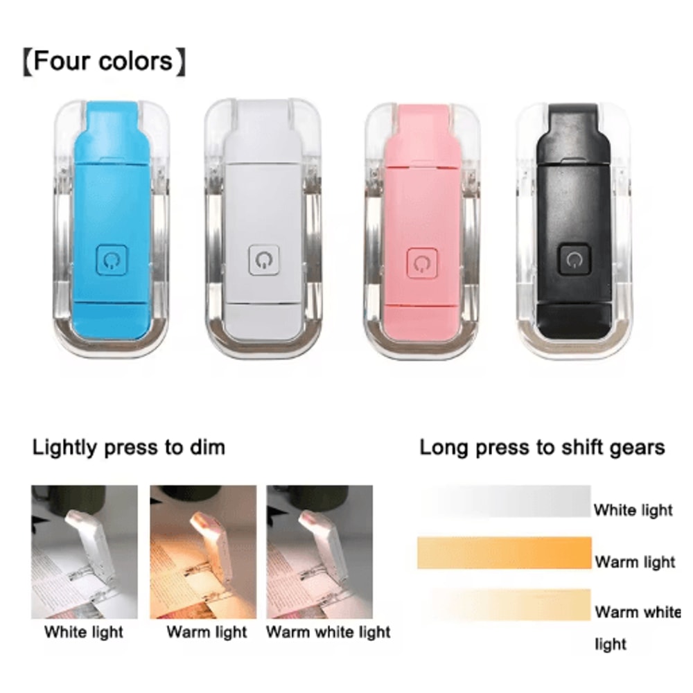 USB Rechargeable LED Clip Reading Light Portable Eye Protection Lamp 9