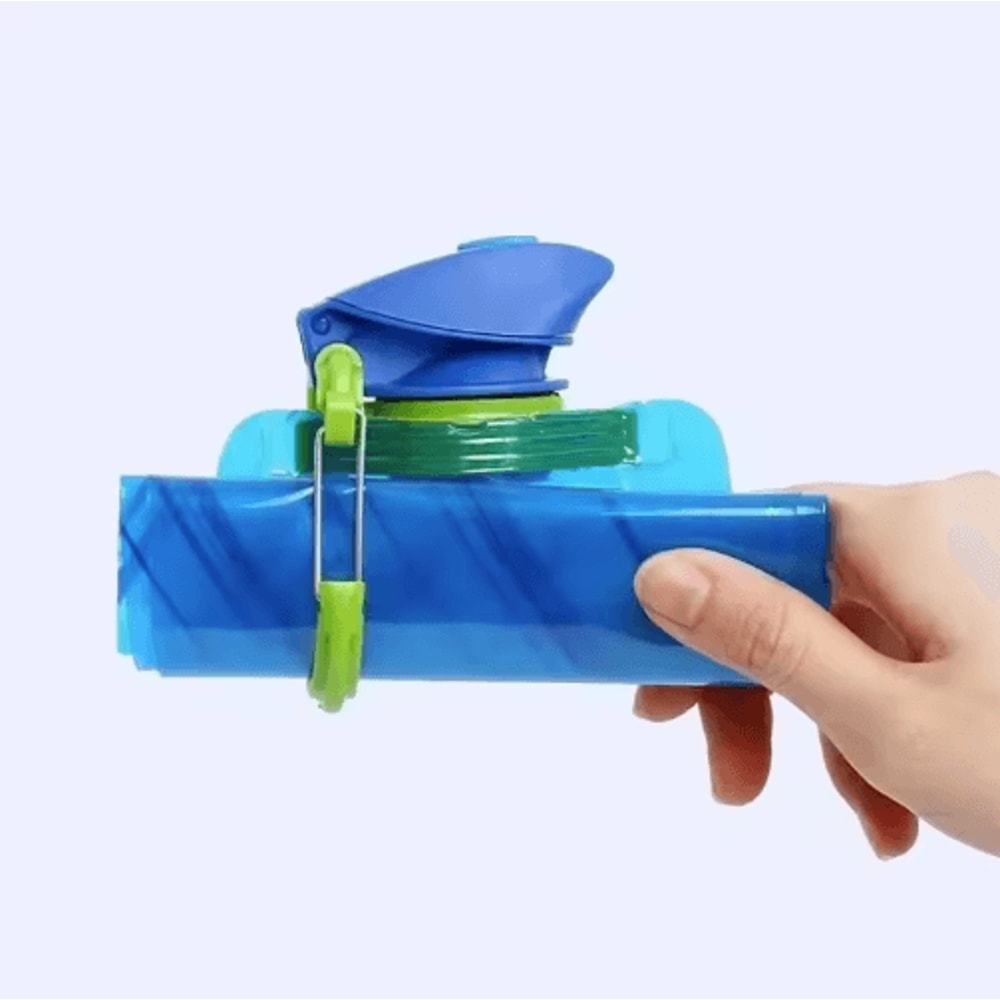 Foldable Water Bottle With Carabiner Portable Reusable Soft Flask Pouch 0