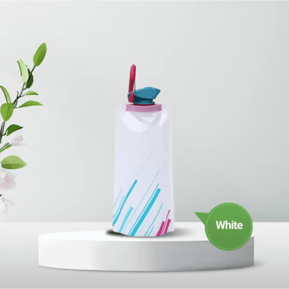 700ml Foldable Water Bottle With Carabiner Portable Soft Flask For Travel Camping 1