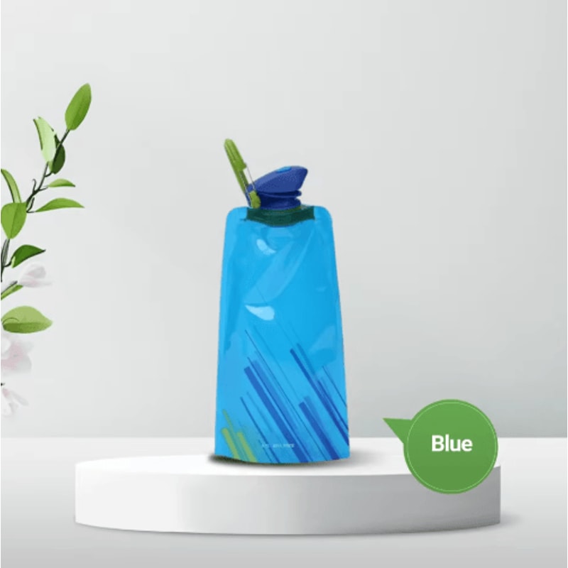 700ml Foldable Water Bottle With Carabiner Portable Soft Flask For Travel Camping 2