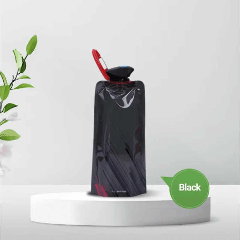 700ml Foldable Water Bottle With Carabiner Portable Soft Flask For Travel Camping 3
