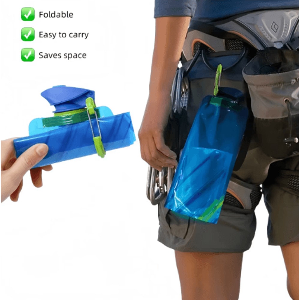 700ml Foldable Water Bottle With Carabiner Portable Soft Flask For Travel Camping 6