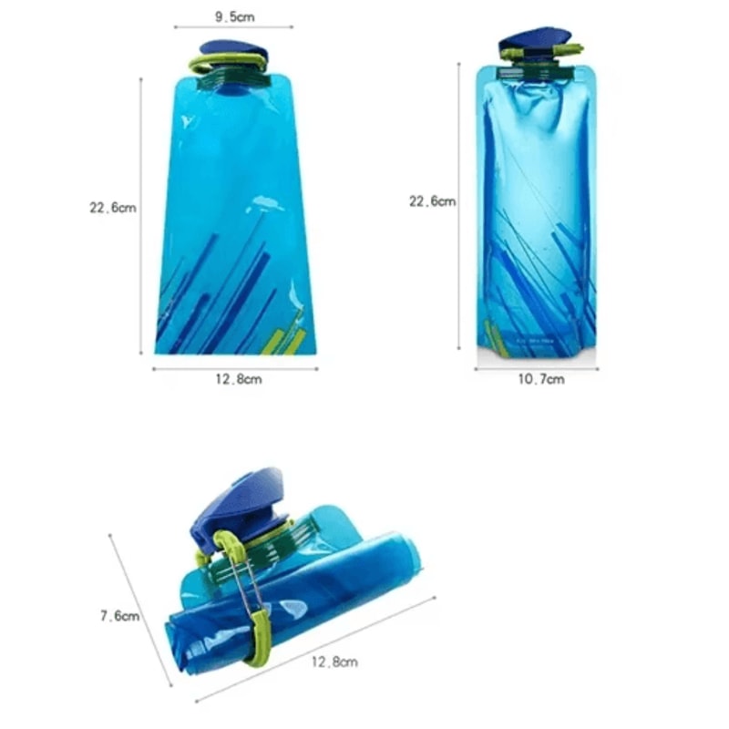 700ml Foldable Water Bottle With Carabiner Portable Soft Flask For Travel Camping 7