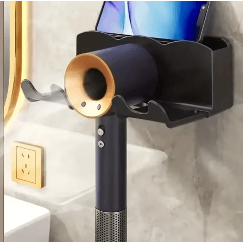 Wall Mounted Hair Dryer Holder No Drill Bathroom Storage Rack Organizer 5