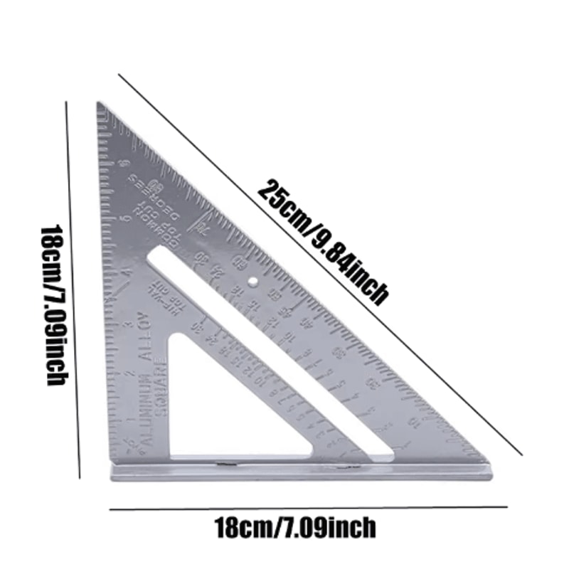 7Inch Aluminum Triangle Ruler Carpenter Square Precision Woodworking Tool 4