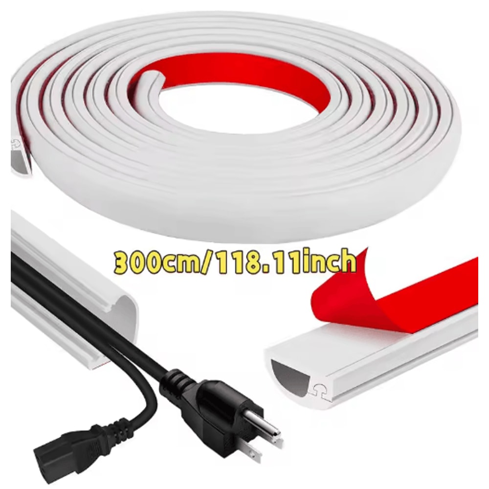 Adhesive Cable Management Channel Invisible Wire Cover Raceway With Cap 1