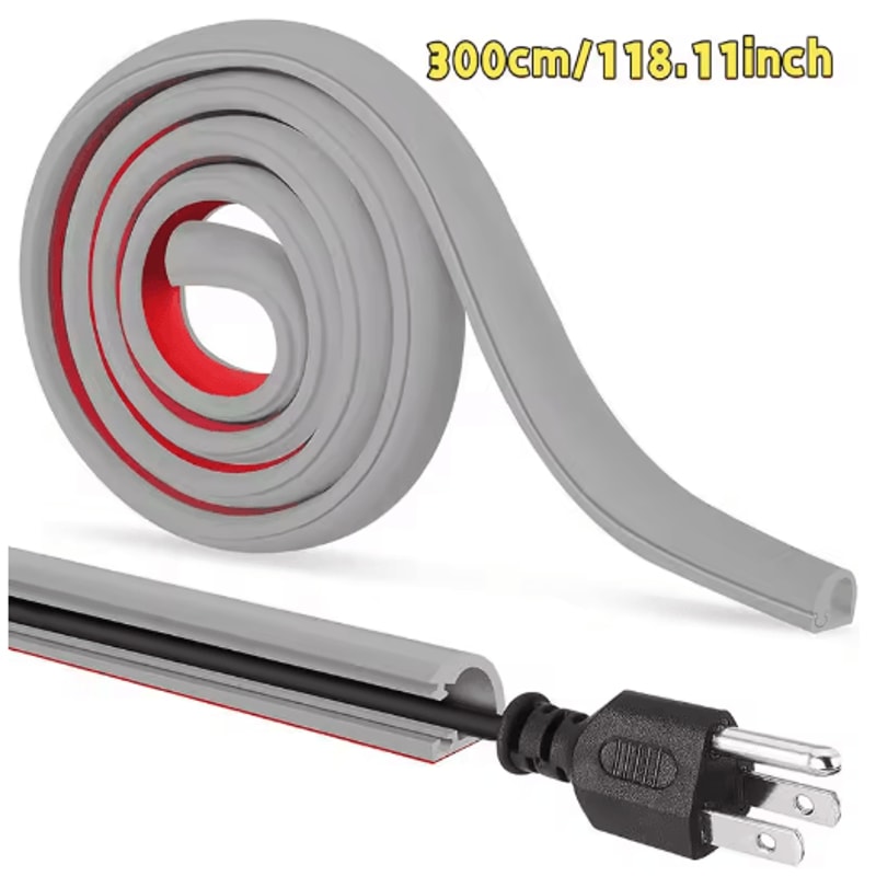 Adhesive Cable Management Channel Invisible Wire Cover Raceway With Cap 2