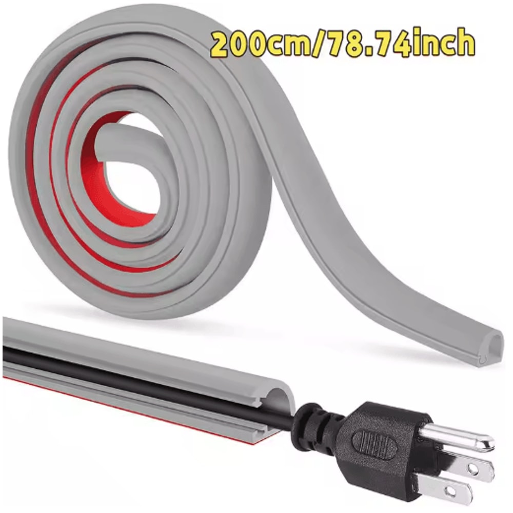 Adhesive Cable Management Channel Invisible Wire Cover Raceway With Cap 4