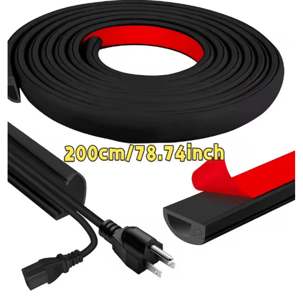 Adhesive Cable Management Channel Invisible Wire Cover Raceway With Cap 5