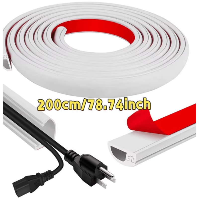 Adhesive Cable Management Channel Invisible Wire Cover Raceway With Cap 7