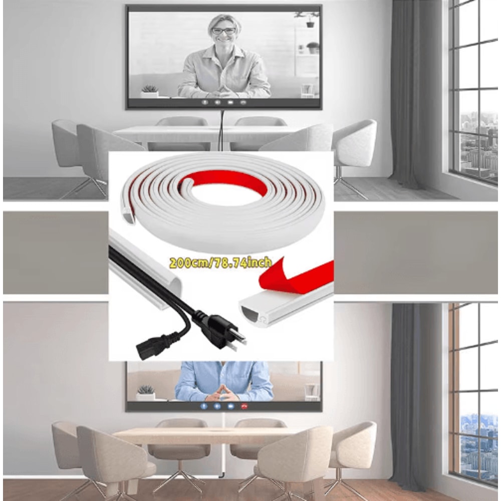 Adhesive Cable Management Channel Invisible Wire Cover Raceway With Cap 0