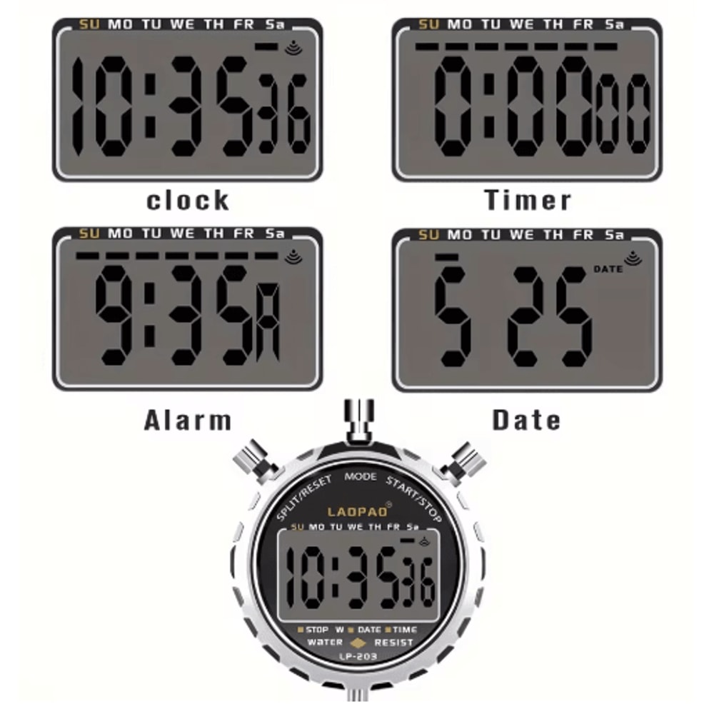 1100 Digital Sports Stopwatch Rainproof Timer For Training Competition 4