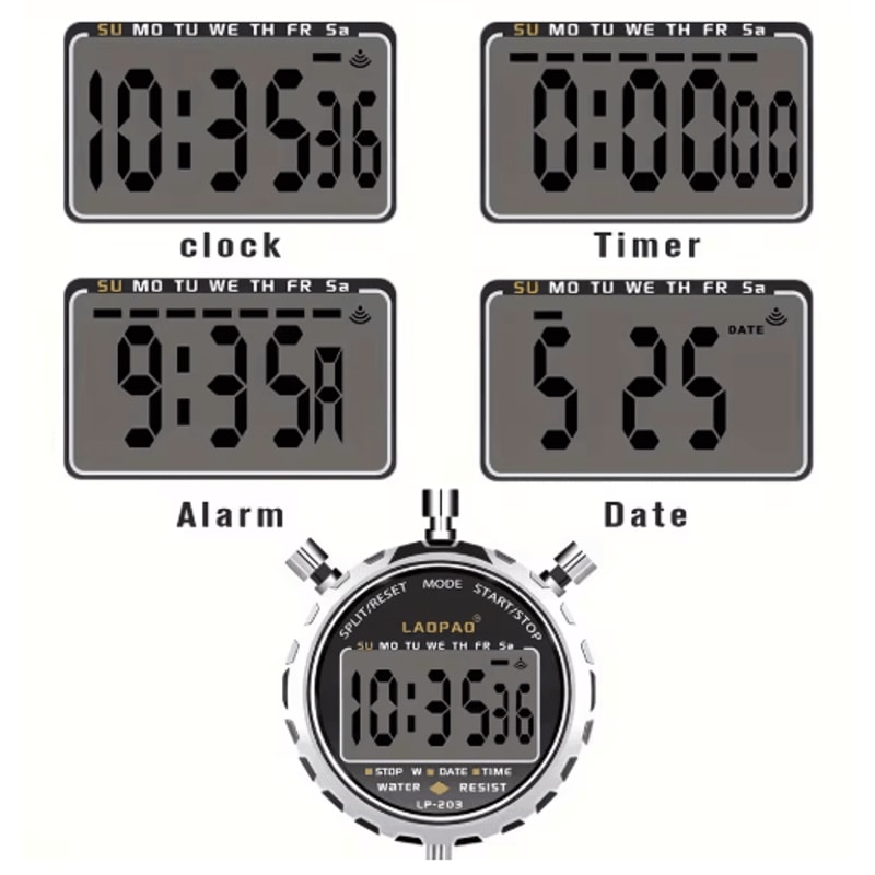 1100 Digital Sports Stopwatch Rainproof Timer For Training Competition 4