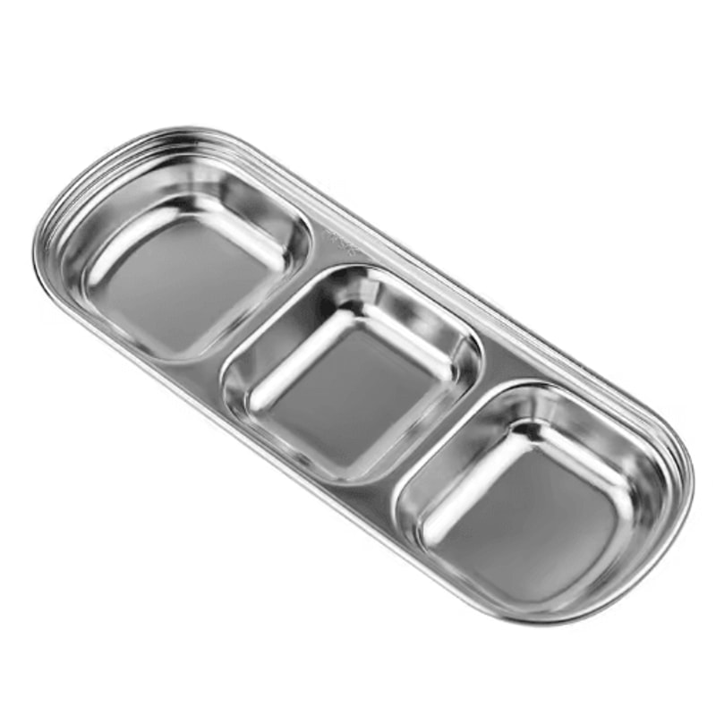 304 Stainless Steel 3Compartment Sauce Tray For BBQ Serving 1