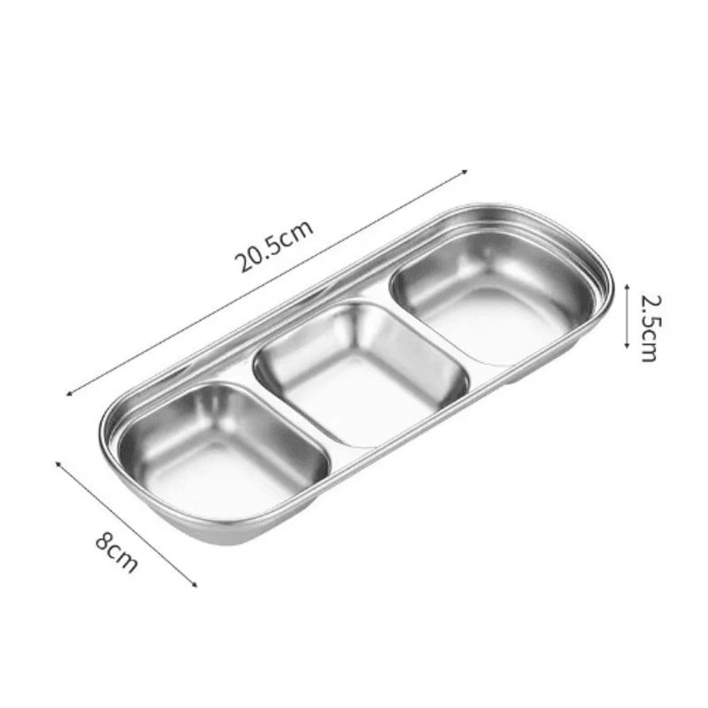 304 Stainless Steel 3Compartment Sauce Tray For BBQ Serving 2
