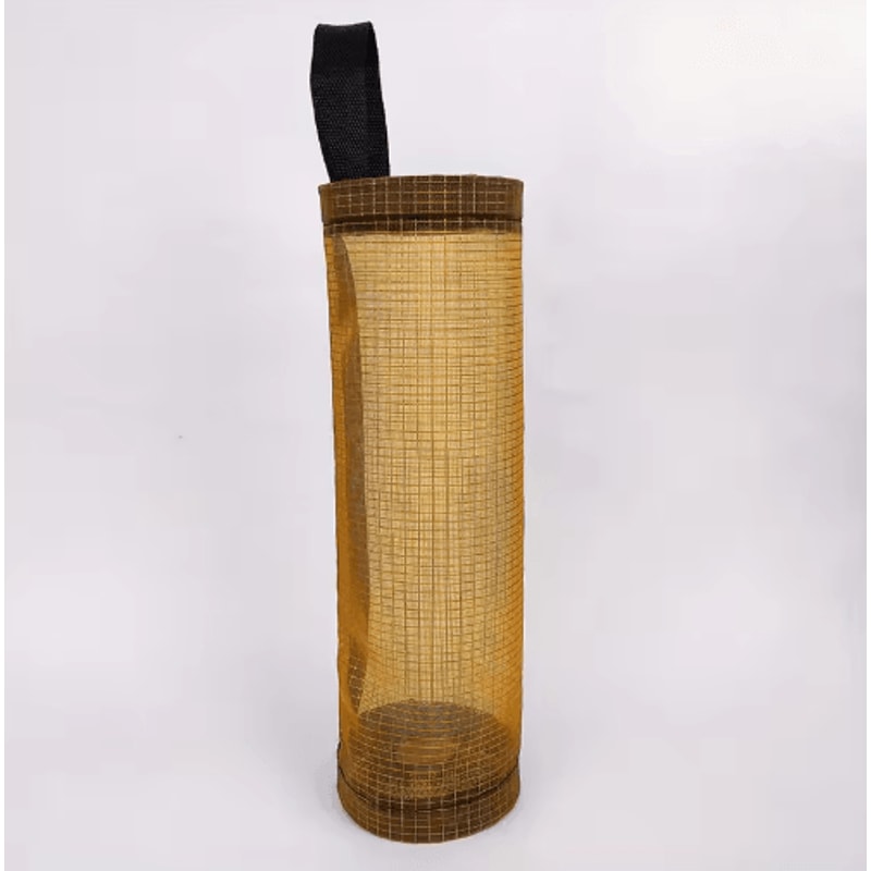 Wall Mounted Foldable Mesh Garbage Bag Holder With Hook Design 1
