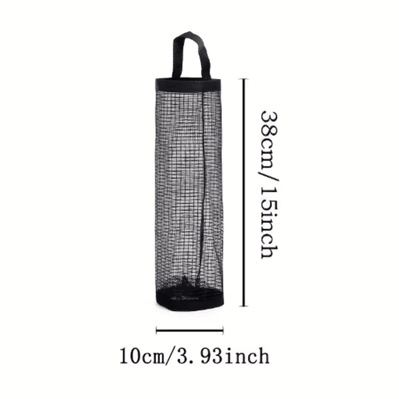 Wall Mounted Foldable Mesh Garbage Bag Holder With Hook Design 7